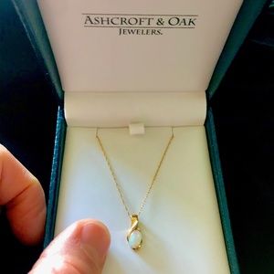 October birthstone! Opal pendant on gold chain